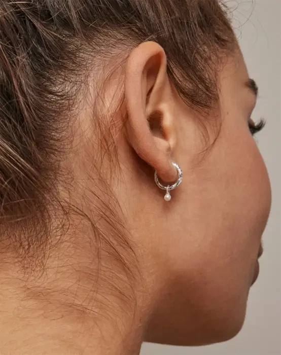 Belle Hoops - Sølvfarvet Pearl
